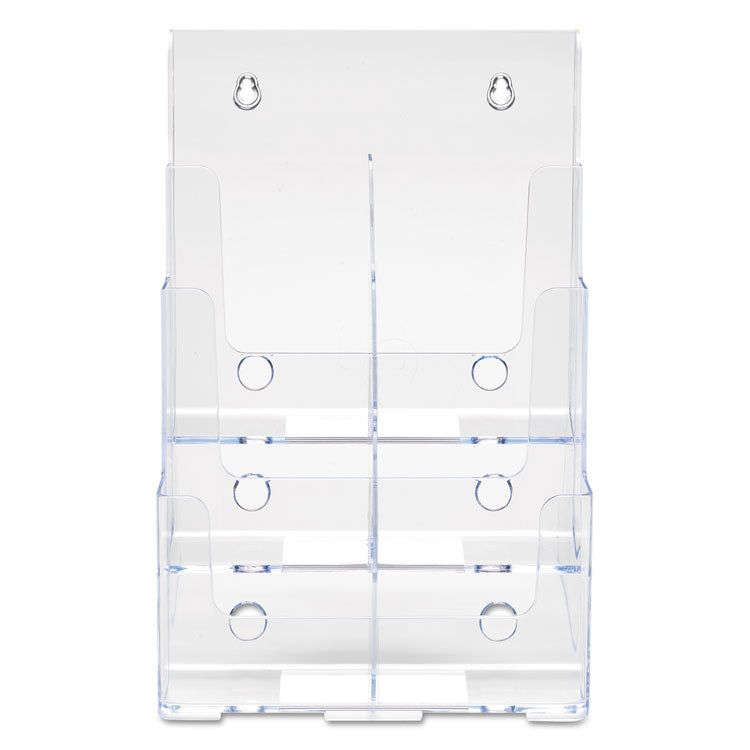 6-Compartment DocuHolder, Leaflet Size, 9.63w x 6.25d x 12.63h, Clear