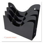 3-Tier Document Organizer W/6 Removable Dividers, 13.38w X 3.5d X 11.5h, Black