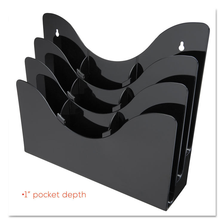 3-Tier Document Organizer W/6 Removable Dividers, 13.38w X 3.5d X 11.5h, Black