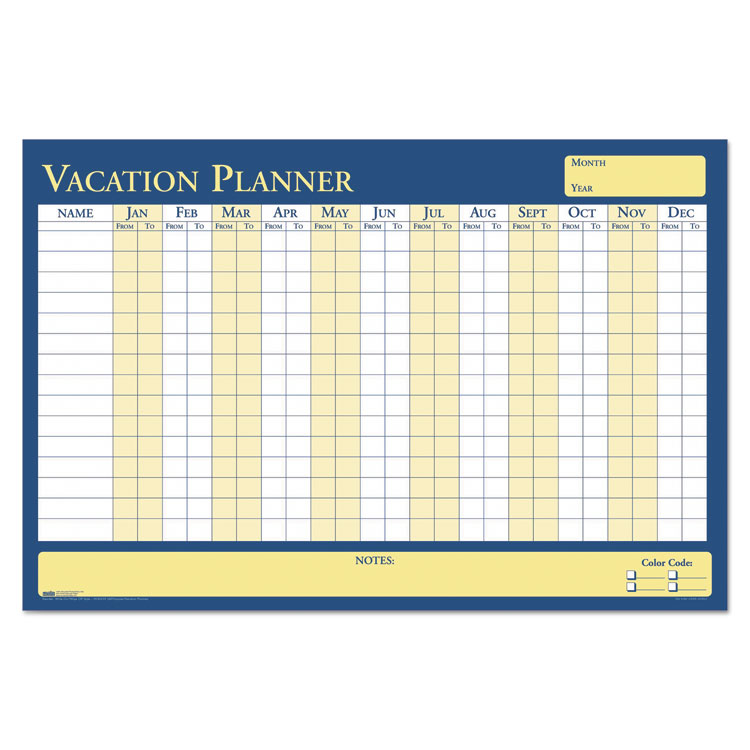 100% Recycled All-Purpose/Vacation Planner, 12-Month Planning/Scheduling Calendar, 36" x 24", Multicolor Surface