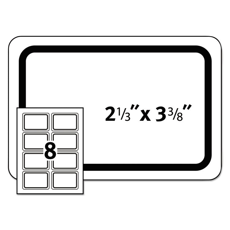 Flexible Adhesive Name Badge Labels, 3.38 X 2.33, White/red Border, 400/box