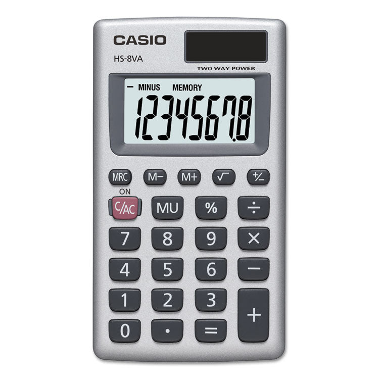 Hs-8va Handheld Calculator, 8-Digit Lcd, Silver