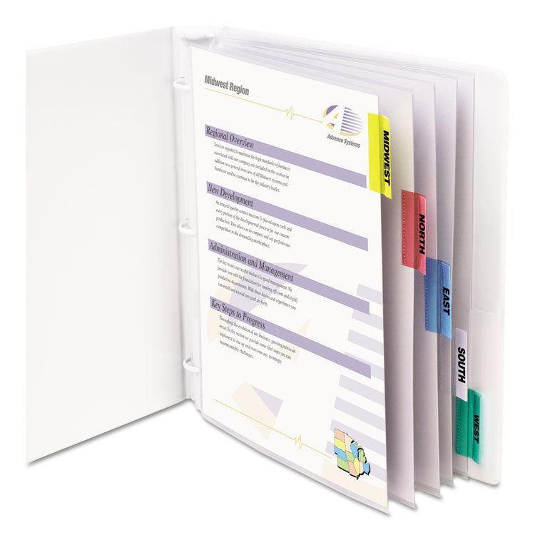 Sheet Protectors with Five Assorted Index Tabs, Heavy-Duty, Side: 3-Hole Punched, Top Load 8.5 x 11 Insert, Clear, 5/Set