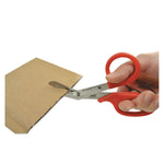 Stainless Steel Office Snips, 7" Long, 1.75" Cut Length, Crane-Style Red Handle