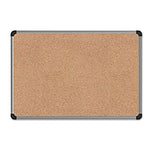 Cork Board with Aluminum Frame, 36" x 24", Tan Surface, Satin Aluminum Frame