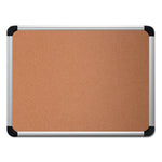 Cork Board with Aluminum Frame, 36" x 24", Tan Surface, Satin Aluminum Frame