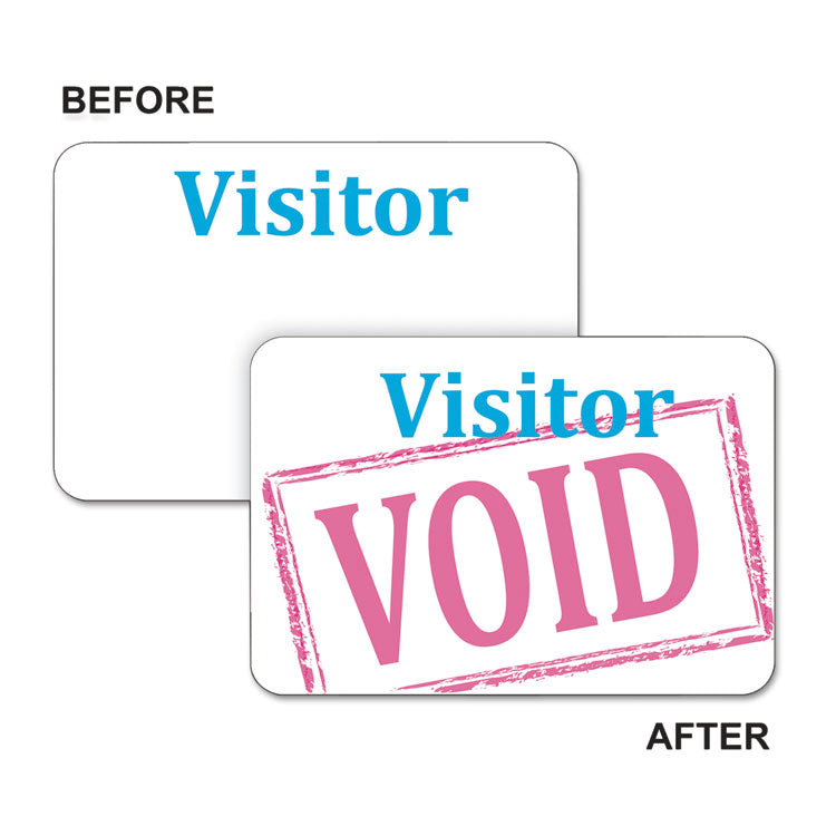 Time's Up! Self-Expiring Visitor Badges, One-Day Badge, 3 X 2, White, 100/box