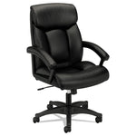 Hvl151 Executive High-Back Leather Chair, Supports Up To 250 Lb, 17.75" To 21.5" Seat Height, Black