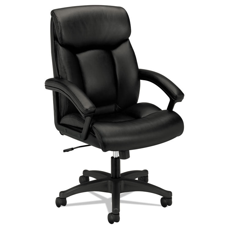 Hvl151 Executive High-Back Leather Chair, Supports Up To 250 Lb, 17.75" To 21.5" Seat Height, Black