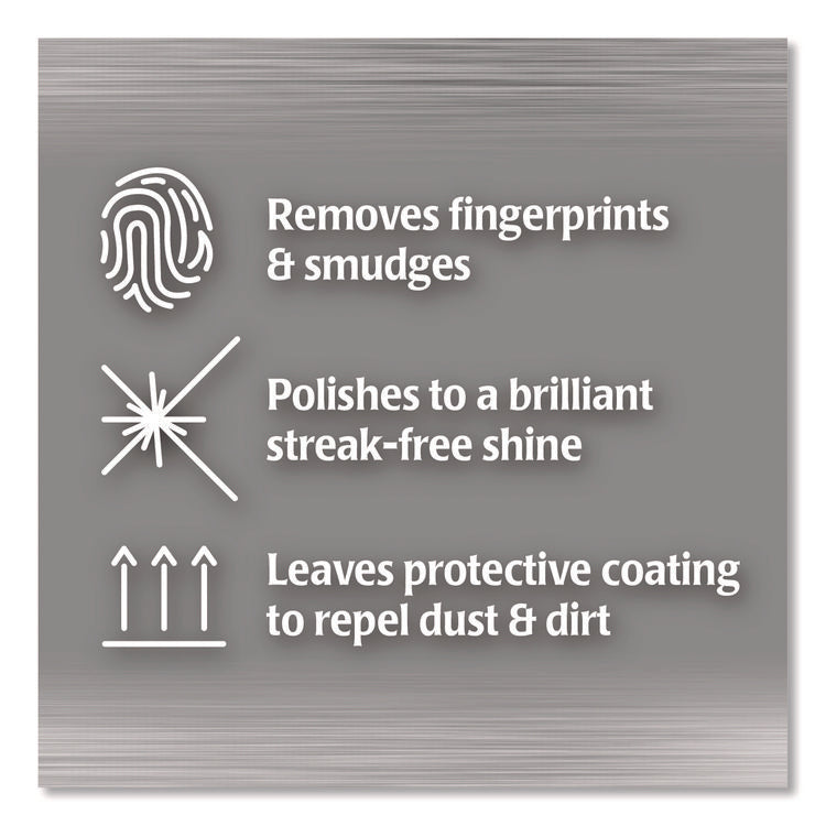 Stainless Steel Wipes, 1-Ply, 7 x 8, White, 30/Canister