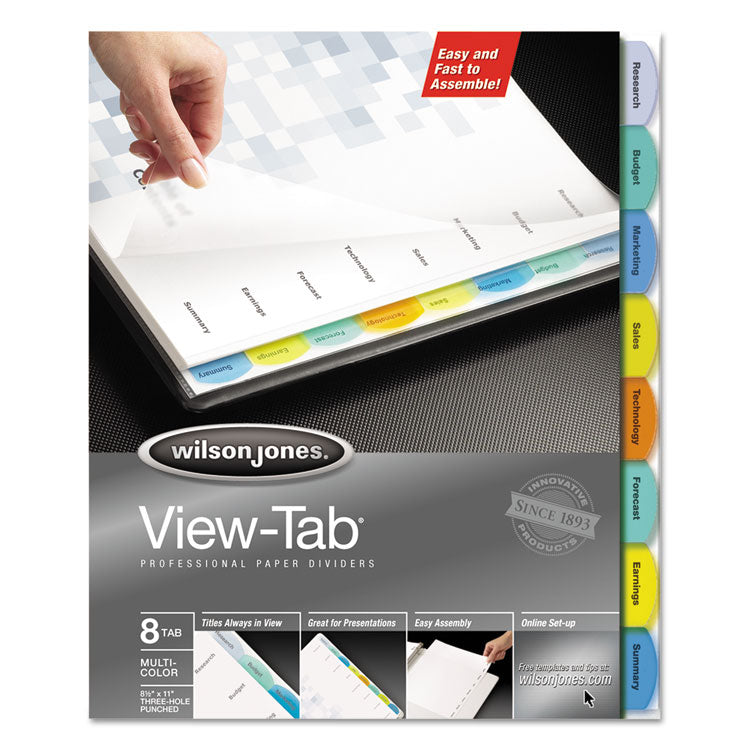 View-Tab Paper Index Dividers, 8-Tab, 11 X 8.5, White, 1 Set