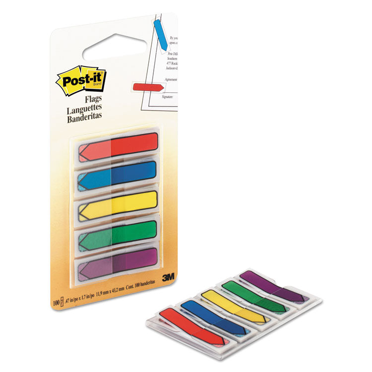 Arrow 0.5" Page Flags, Blue/Green/Purple/Red/Yellow, 20/Color, 100/Pack