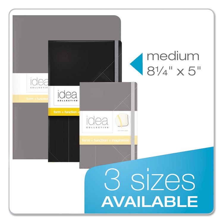 Idea Collective Journal with Elastic Closure, 1-Subject, Wide/Legal Rule, Black Hardcover, (120) 8.25 x 5 Sheets