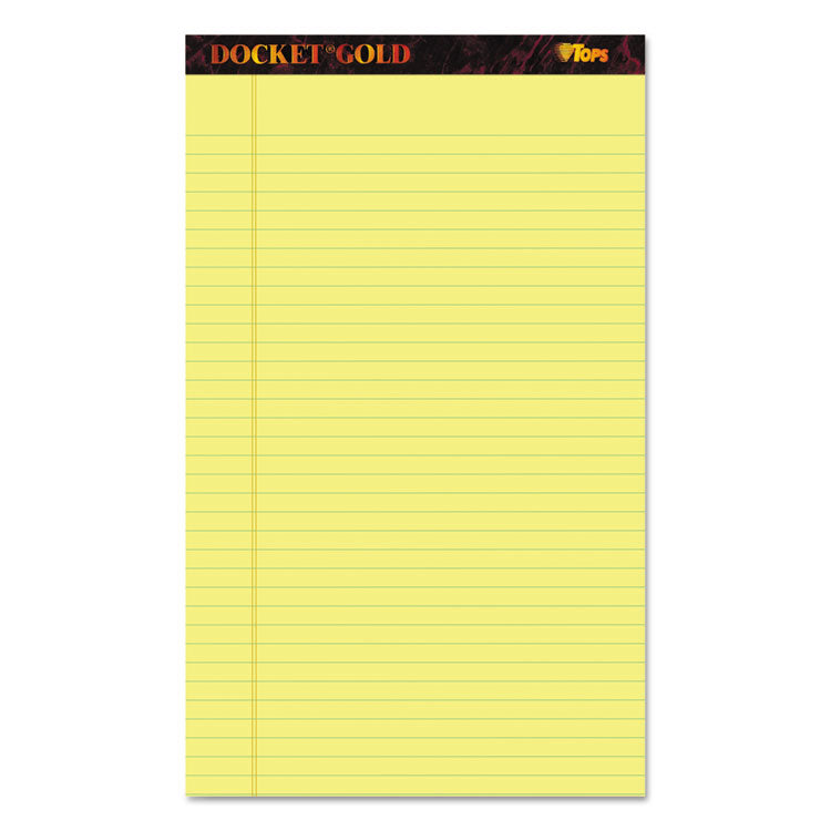 Docket Gold Ruled Perforated Pads, Wide/legal Rule, 50 Canary-Yellow 8.5 X 14 Sheets, 12/pack