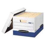 R-Kive Heavy-Duty Storage Boxes, Letter/legal Files, 12.75" X 16.5" X 10.38", White/blue, 12/carton