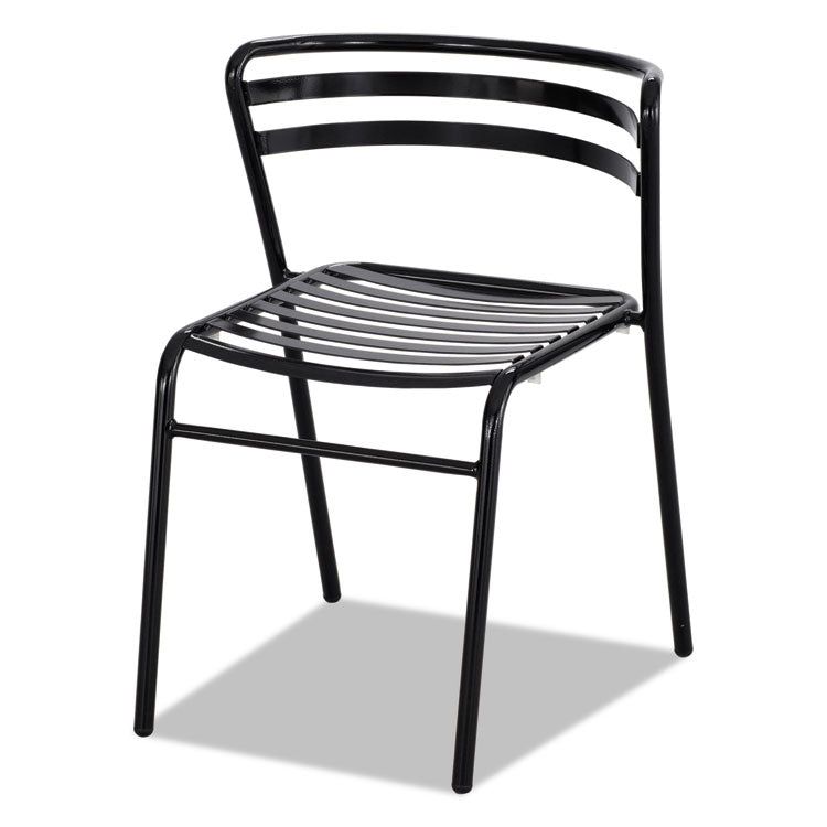 CoGo Steel Outdoor/Indoor Stacking Chair, Supports Up to 250 lb, 17" Seat Height, Black Seat, Black Back, Black Base,2/Carton