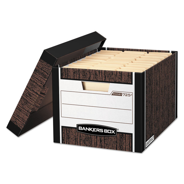 R-Kive Heavy-Duty Storage Boxes, Letter/legal Files, 12.75" X 16.5" X 10.38", Woodgrain, 4/carton
