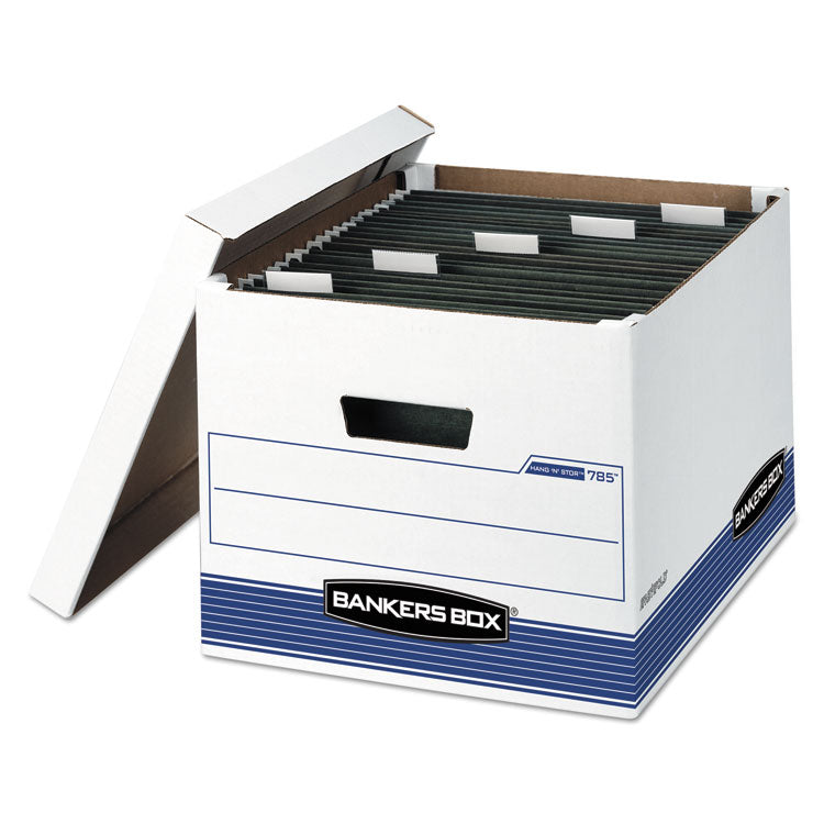 Hang'n'stor Medium-Duty Storage Boxes, Letter/legal Files, 13" X 16" X 10.5", White/blue, 4/carton