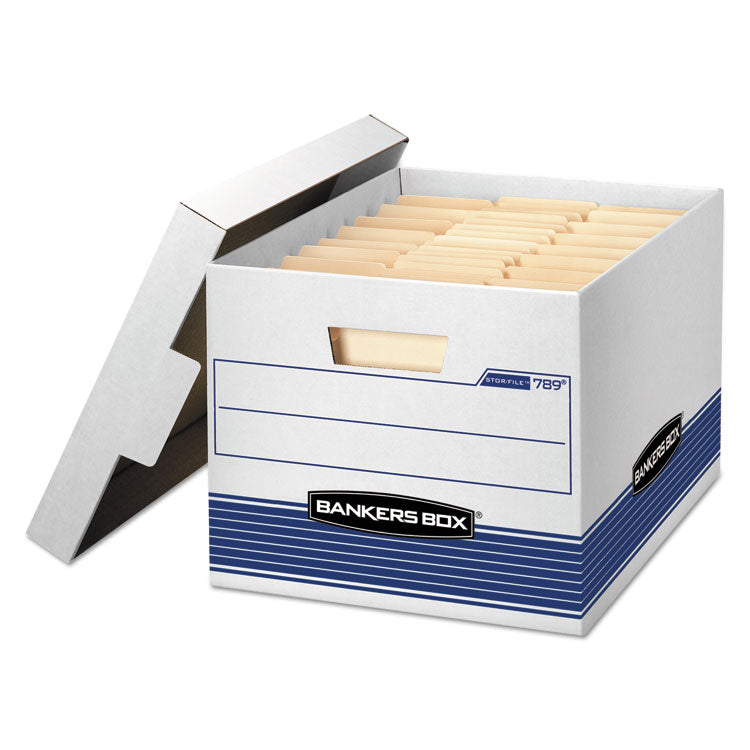 Stor/file Medium-Duty Letter/legal Storage Boxes, Letter/legal Files, 12.75" X 16.5" X 10.5", White/blue, 12/carton