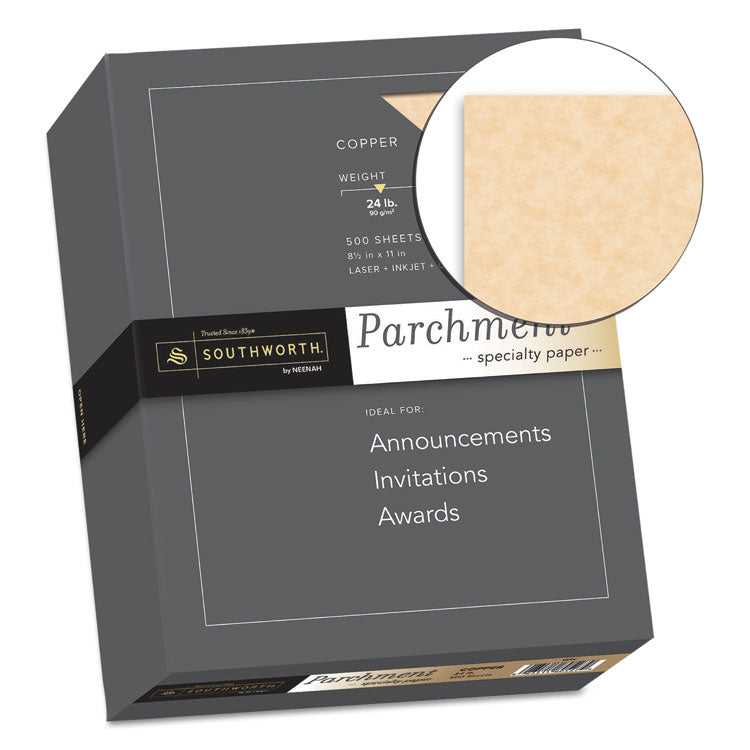Parchment Specialty Paper, 24 lb Bond Weight, 8.5 x 11, Copper, 500/Box