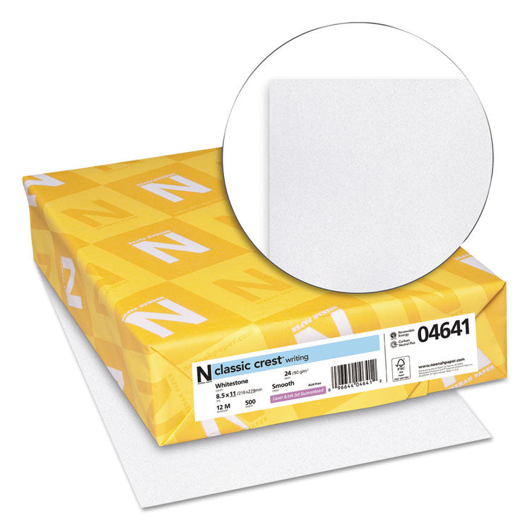 CLASSIC CREST Stationery Writing Paper, 24 lb Bond Weight, 8.5 x 11, Whitestone, 500/Ream