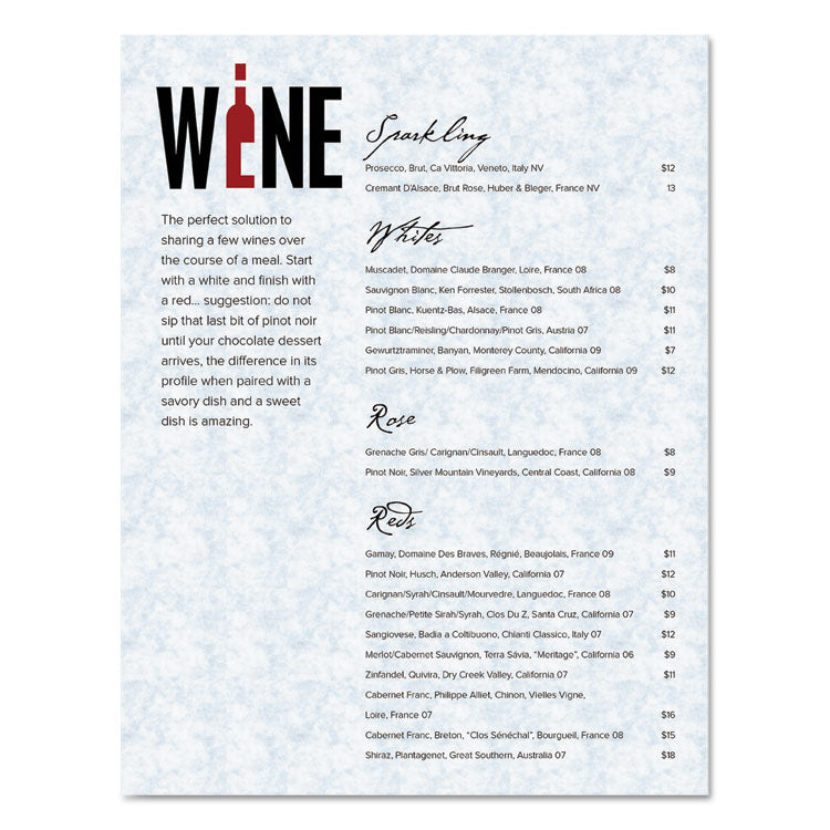 Parchment Specialty Paper, 24 lb Bond Weight, 8.5 x 11, Blue, 100/Box