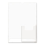 Superior Image Slanted Sign Holder with Front Pocket, 9w x 4.5d x 10.75h, Clear