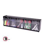 Tilt Bin Interlocking Multi-Bin Storage Organizer, 5 Sections, 23.63" X 5.25" X 6.5", Black/clear
