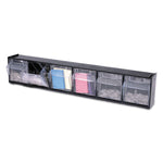 Tilt Bin Interlocking Multi-Bin Storage Organizer, 6 Sections, 23.63" X 3.63" X 4.5", Black/clear