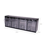 Tilt Bin Interlocking Multi-Bin Storage Organizer, 4 Sections, 23.63" X 6.63" X 8.13", Black/clear