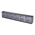 Tilt Bin Interlocking Multi-Bin Storage Organizer, 6 Sections, 23.63" X 3.63" X 4.5", Black/clear