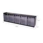 Tilt Bin Interlocking Multi-Bin Storage Organizer, 5 Sections, 23.63" X 5.25" X 6.5", Black/clear
