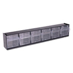 Tilt Bin Interlocking Multi-Bin Storage Organizer, 6 Sections, 23.63" X 3.63" X 4.5", Black/clear