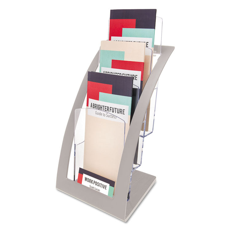 3-Tier Literature Holder, Leaflet Size, 6.75w X 6.94d X 13.31h, Silver