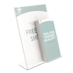Superior Image Slanted Sign Holder with Front Pocket, 9w x 4.5d x 10.75h, Clear