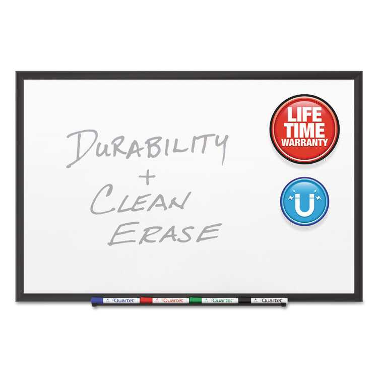 Classic Series Porcelain Magnetic Dry Erase Board, 36" x 24", White Surface, Black Aluminum Frame