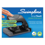 20-Sheet Smarttouch Two-Hole Punch, 9/32" Holes, Black/gray