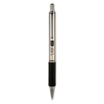 F-402 Ballpoint Pen, Retractable, Fine 0.7 Mm, Black Ink, Stainless Steel/black Barrel