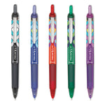 Precise V5RT Deco Peacock Pattern Rollerball Pen, Retractable, Extra-Fine 0.5 mm, Assorted Ink and Barrel Colors, 5/Pack