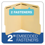 Top Tab Fastener Folder, 0.75" Expansion, 2 Fasteners, Letter Size, Manila Exterior, 50/Box