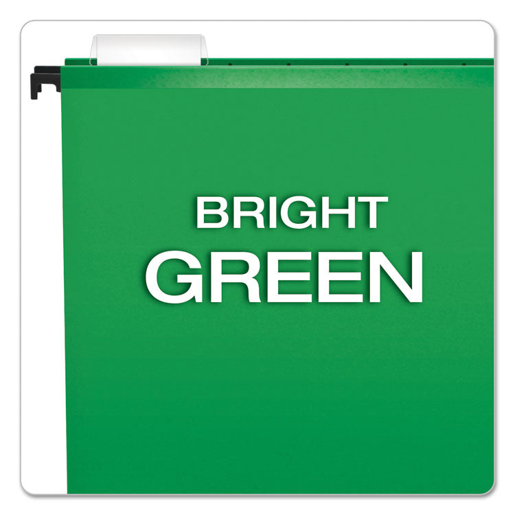 SureHook Hanging Folders, Letter Size, 1/5-Cut Tabs, Bright Green, 20/Box