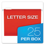 Extra Capacity Reinforced Hanging File Folders with Box Bottom, 2" Capacity, Letter Size, 1/5-Cut Tabs, Red, 25/Box