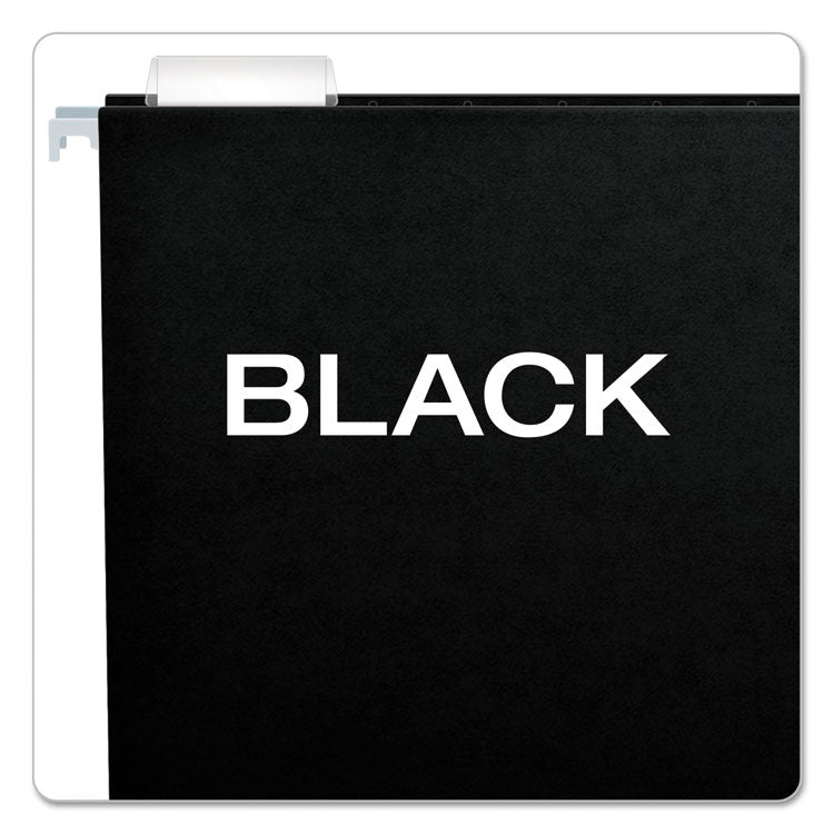 Colored Hanging Folders, Letter Size, 1/5-Cut Tabs, Black, 25/Box