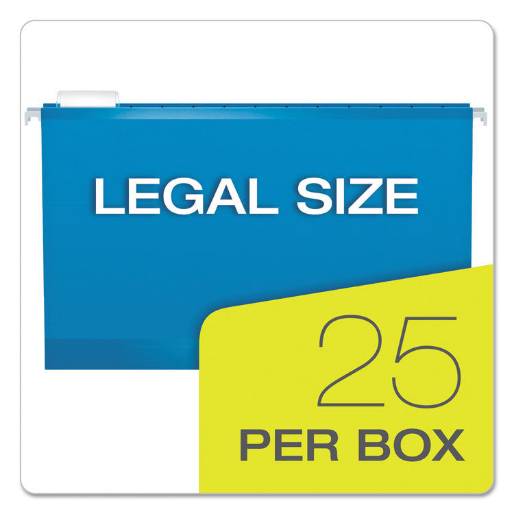 Extra Capacity Reinforced Hanging File Folders with Box Bottom w/ Tabs, 2" Capacity, Legal, 1/5-Cut Tabs, Asst Colors,25/BX