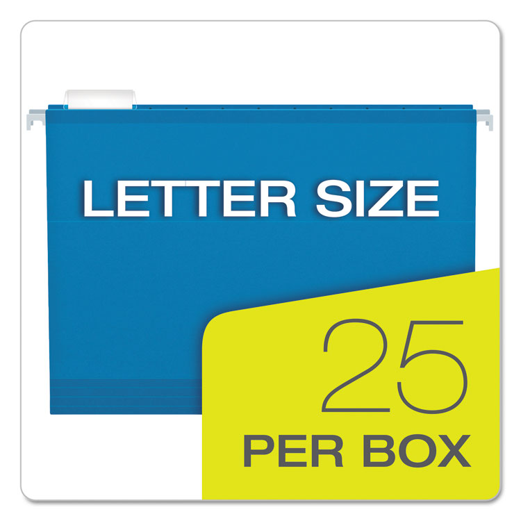 Extra Capacity Reinforced Hanging File Folders with Box Bottom, 2" Capacity, Letter Size, 1/5-Cut Tabs, Blue, 25/Box