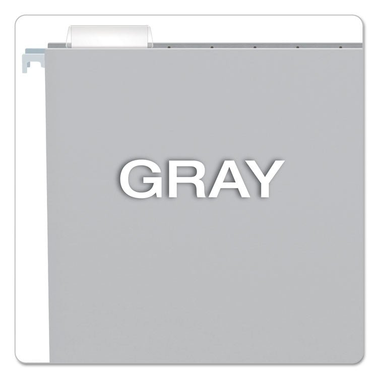 Colored Hanging Folders, Letter Size, 1/5-Cut Tabs, Gray, 25/Box