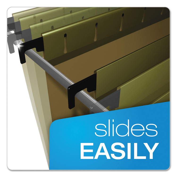 Extra-Capacity SureHook Hanging Folders, 2" Capacity, Letter Size, 1/5-Cut Tabs, Standard Green, 20/Box