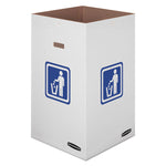 Waste and Recycling Bins, 42 gal, Corrugated Paper, White, 10/Carton