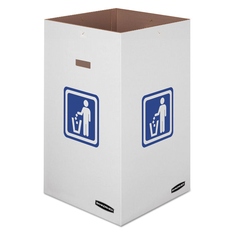 Waste and Recycling Bins, 42 gal, Corrugated Paper, White, 10/Carton