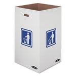 Waste and Recycling Bins, 50 gal, Corrugated Paper, White, 10/Carton